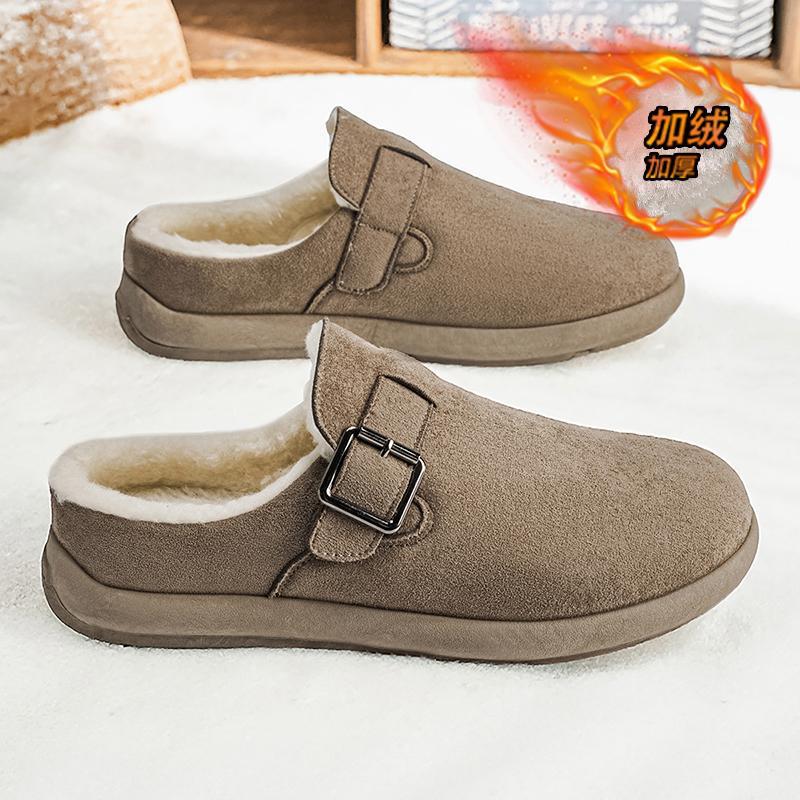 Große Baumwollschuhe Winter Neu Schnee Fleece Warm Faulschuhe Fleece Schneestiefel Baumwollschuhe Herrenschuhe Halbschale