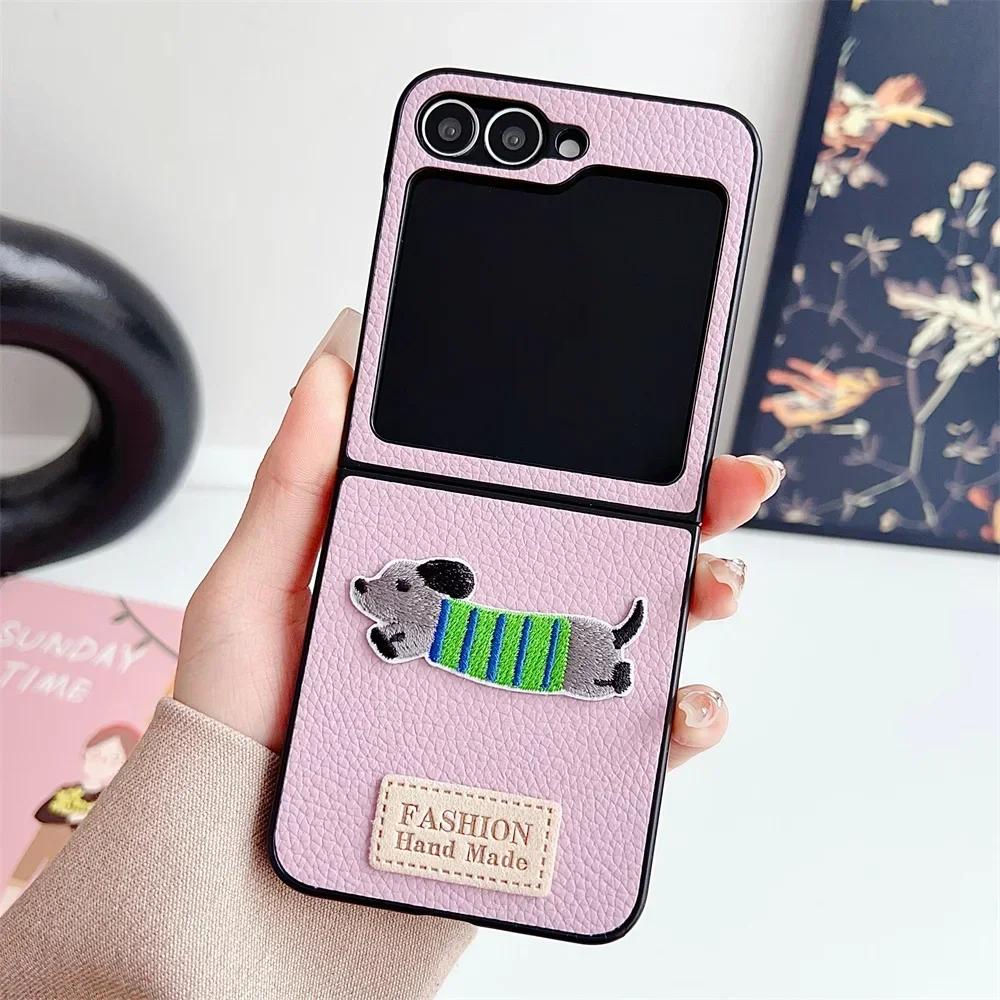 Cartoon Shockproof Leather Phone Case for Samsung for Galaxy Z Flip 6 5 4 3 Flip6 Flip5 Flip4 Flip3 5G Protective Cover
