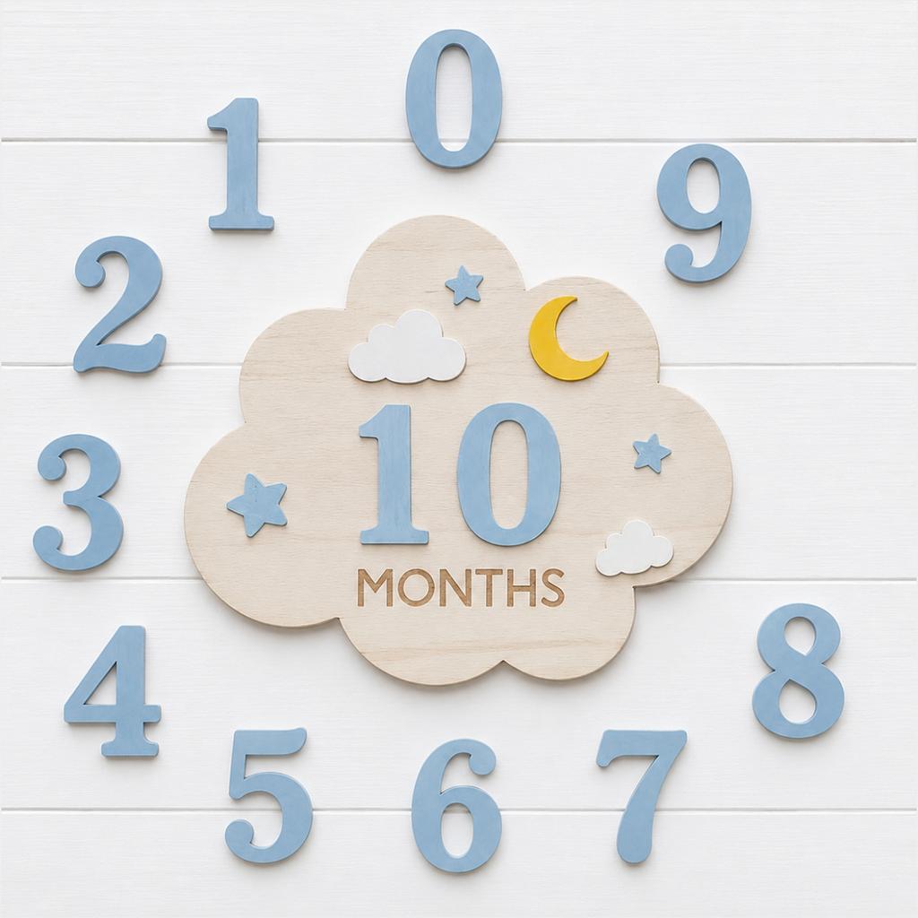 1‑Set Wooden Baby Monthly Milestone Cards, 1‑12 Months Growth Photo Props, Newborn Photography Sign, Holiday Gift
