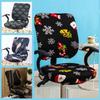 Print Armchair Cover Elastic Spandex Computer Seat Cover Modern Office Rotating Split Chair Cover Washable 2Pcs/Set