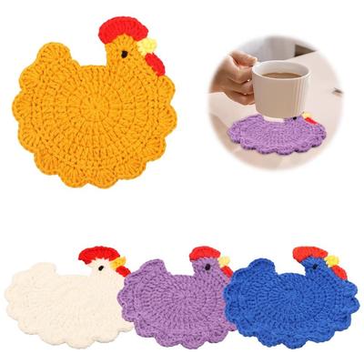 Cartoon Design Crochet Coaster Soft Fabric Insulation Placemat Woven Cup Mat  Halloween Decorative
