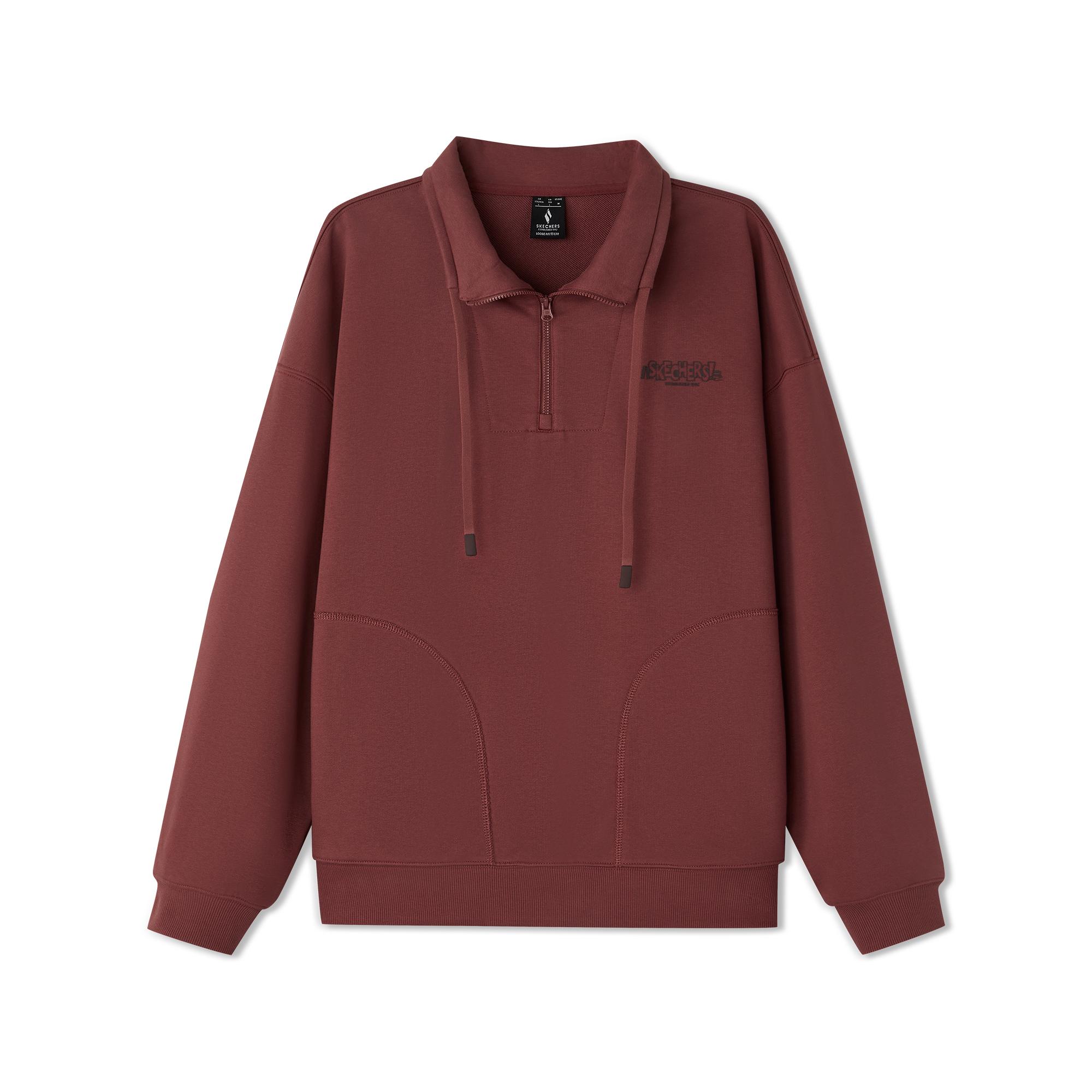 Skechers Sports Casual Drawstring Polo Warm Commuting Loose Comfortable Half-Zip Pullover Sweatshirt Unisex sweatshirt L325U035-05TL XS