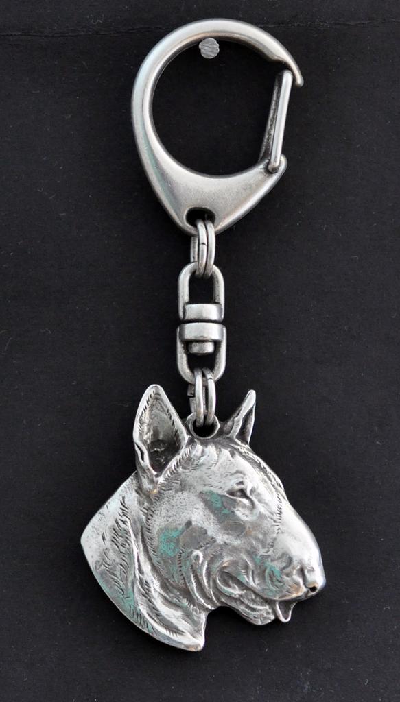 Bull Terrier, Bully III - Silver-plated Key Ring with a Dog In a Gift Box, Handbag Decoration, Backpack Pendant by Art-Dog Brand