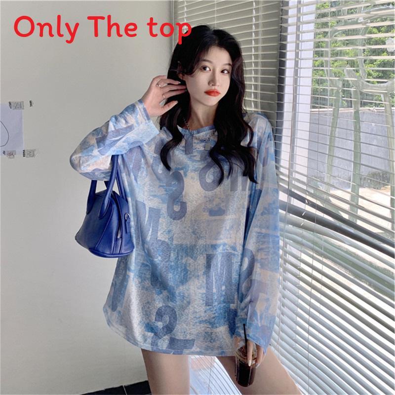 Summer Girl Ice Silk T Shirt With Gradient Dye Long Sleeve Lightweight For Casual Wear