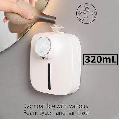 Dispensador de Jabón Líquido Espumoso Automático con Sensor Infrarrojo Táctil Sin Contacto, Recargable, Pantalla Digital, 3W, con Temperatura