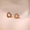 Women Sweet 18k Gold Plated Heart Shape Zircon Stud Earrings Jewelry
