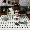 1/12 Scale Simulation Rug Mat Model Pretend Play Black Plaid Floor Mat  Doll House Accessories