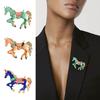 Horse Brooch Multi-Color Enamel Golden Edges Cartoon Design Year of Horse Pin Bags Scarves Accessories