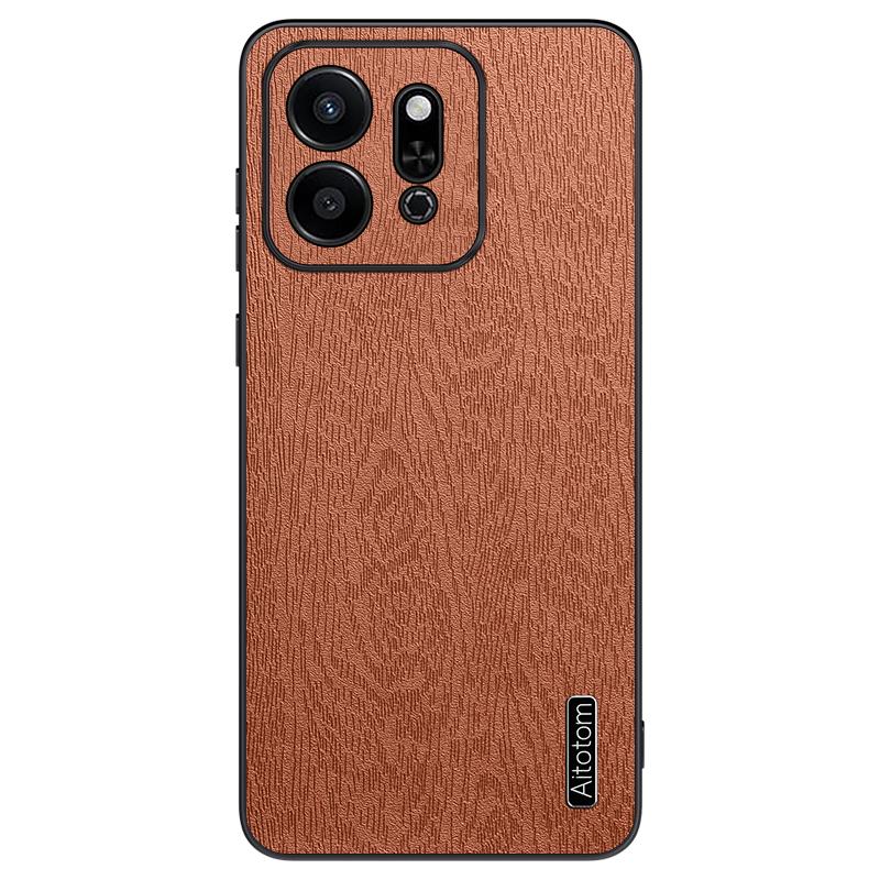

For Honor Play 9T Case Wood Texture PU Leather Coated PC+TPU Phone Cover B