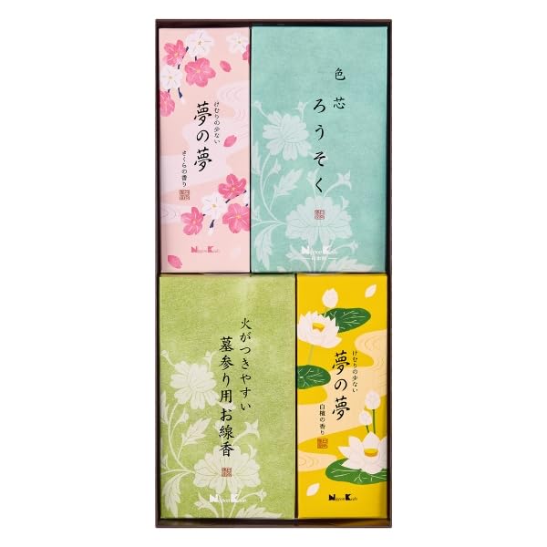 Incense Sticks (Gift) [Gift Wrapping Paper, Wrapped, Sympathy Letter Included] Cherry Blossom, Sandalwood, and Colored Core Candles Gift from Nippon