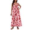 Women's Fashion Casual A-line Floral Printed Hammer Feel Loose Long Skirt With Pockets