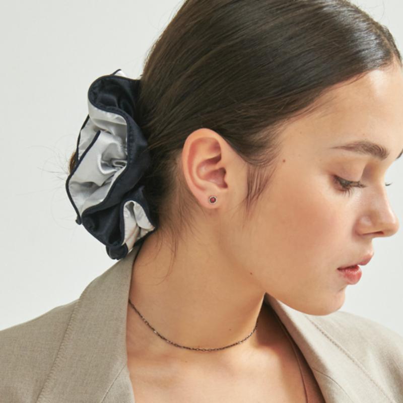 UNI.J Flamingo Silver Scrunchie Hair-Band Ia129