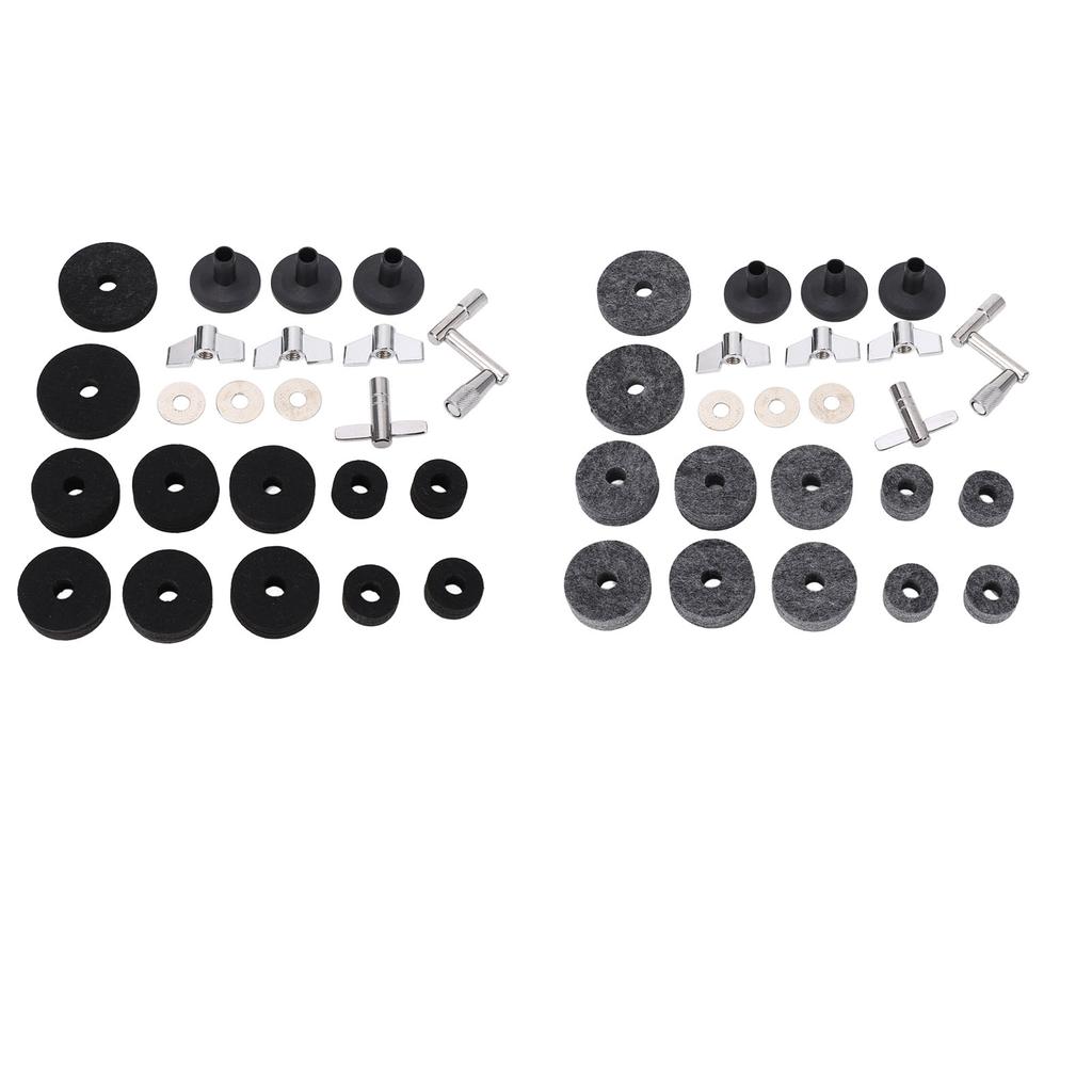 23 Pieces Cymbal Replacement Accessories Non Slip 2.5cm 4cm 5cm Felt Pads Drum Cymbal Sleeves Nuts W