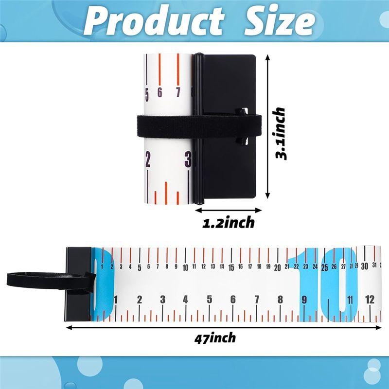 ABWR-2Pcs 47Inch Fishing Ruler Fishing Measuring Tape Tool For Boat Waterproof Portable Roll Up Folding Ruler With Bump Board