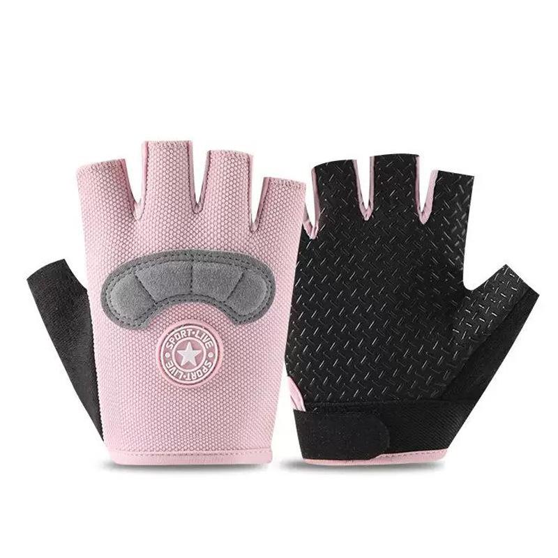 Autumn and winter children's half-finger gloves, velvet warm boys and girls, non-slip half-finger children, student sports riding