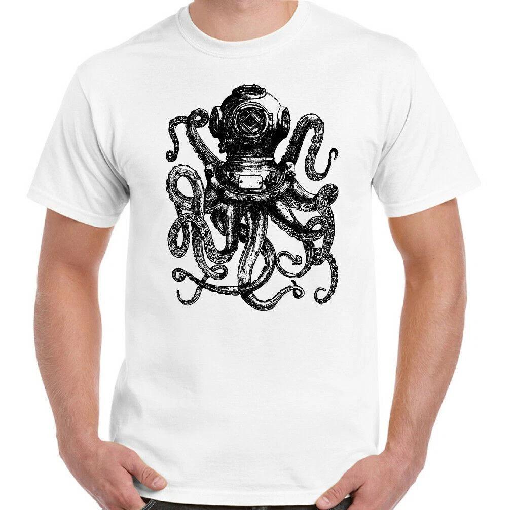 SCUBA DIVING T-SHIRT Mens Octopus Deep Sea Diver Dive Mask Flippers Tank Kit TOP XXXL