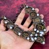 Collier Fossil d'Ammonite Fil de Cuivre Enroulé Bijoux en Pierre de Lune Collier Réglable