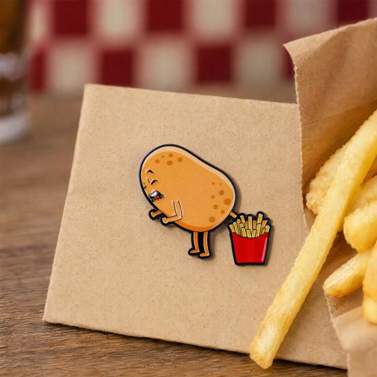 Brooch Pin, Potato French Fries Design Brooch, Thickened Zinc Alloy Badge, Enamel Paint Stable Buckle Pins for Backpacks And Hoods