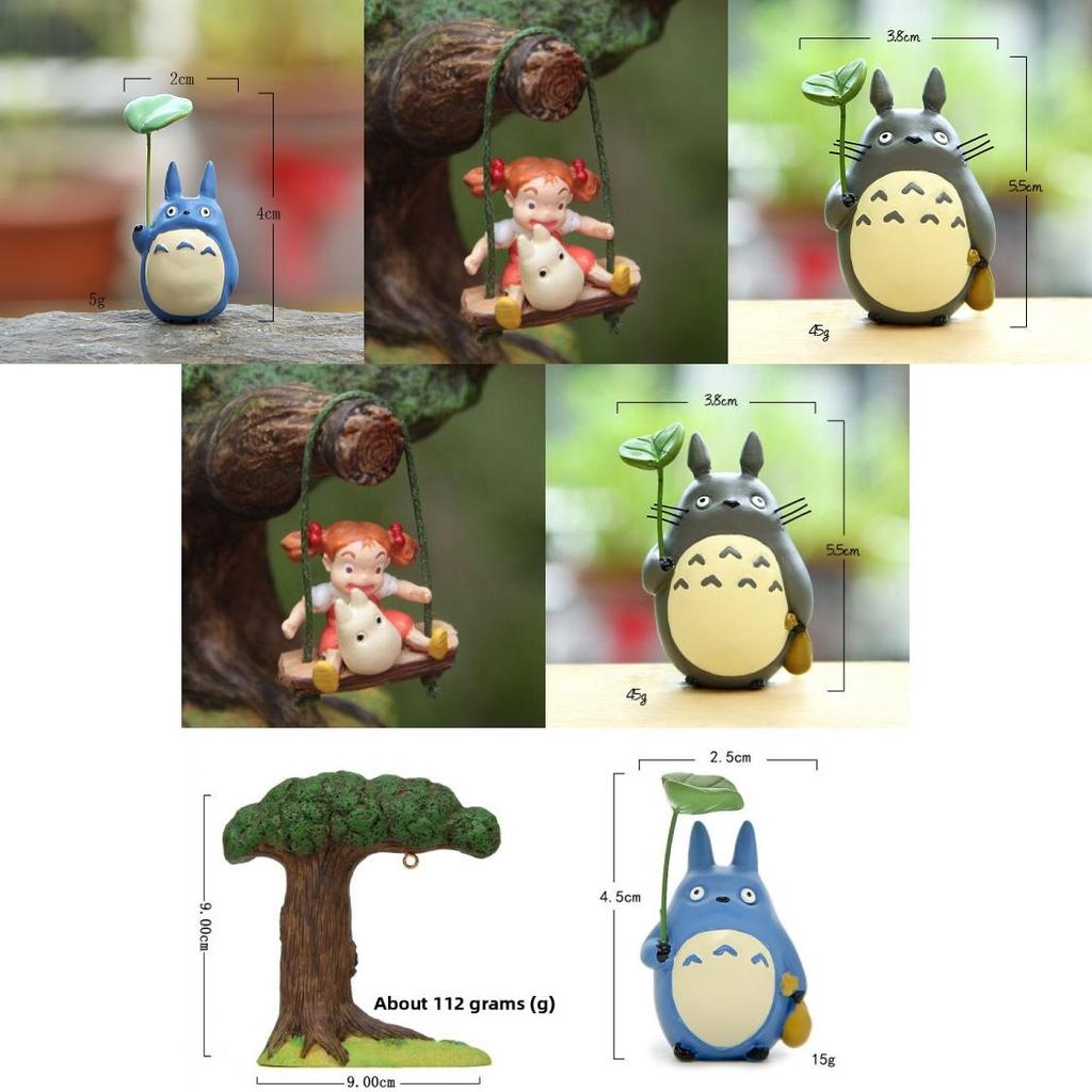 Totoro Resin Micro Landscape With Cartoon Cat Swing And Autumn Leaves For Gift And Collection