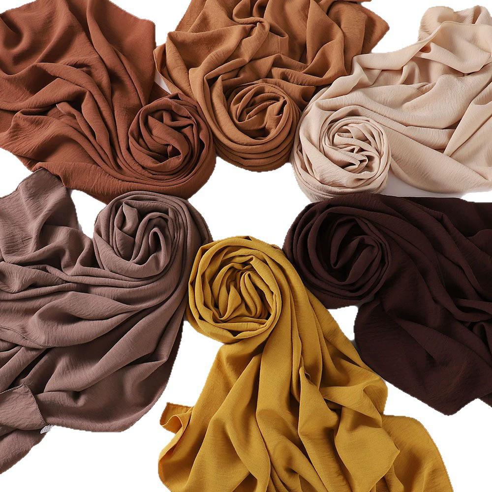 Malaysia Muslim Hijab Wrinkle Plain Long Shawl Islamic Headscarf Wraps For Women Female Foulard