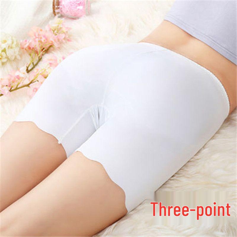 Women s Plus Size Ice Silk Lace Safety Pants - Anti-Exposure, Black, White, Nude Small L [40-54 kg]