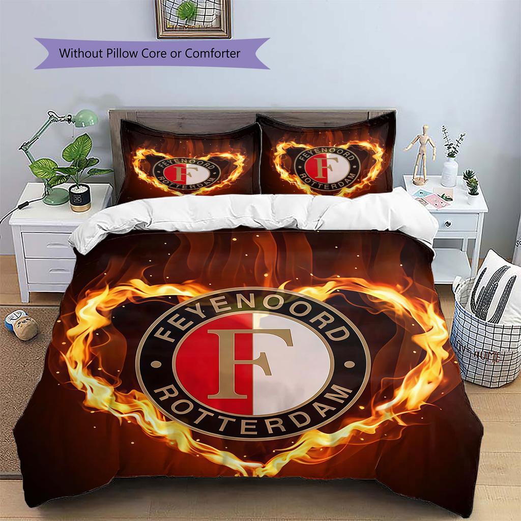 Feyenoord Patronen Beddengoed, Dekbed Set Dekbedovertrek Kussensloop Huis Verjaardagscadeau(1 dekbedovertrek + 2 kussenslopen, zonder binnenkussen)