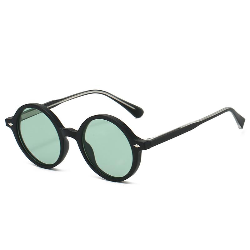 New Retro Round Women Sunglasses Fashion Green Candy Color Shades UV400 Men Trending Rivets Punk Sun Glasses