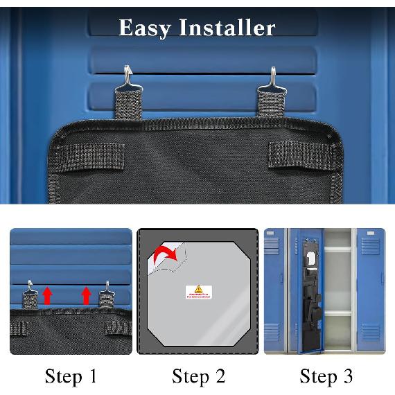 Tiga Hanging Locker Organizer with Acrylic Soft Mirror - 11’’ W x52’’ H - 600D Oxford Cloth Heavy Fabric - Police Locker Organizer - Work