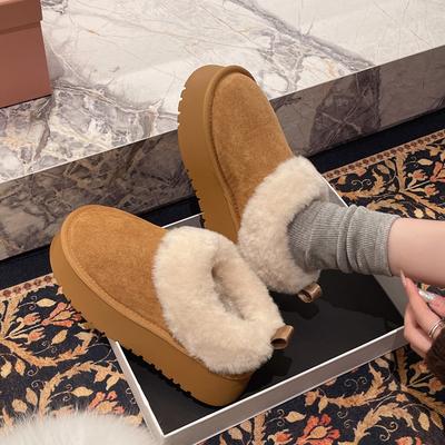 Snow Boots Women's Shoes Autumn and Winter Versatile Casual Warm Fleece Non-slip Snow Cotton Shoes Fluffy Shoes Women