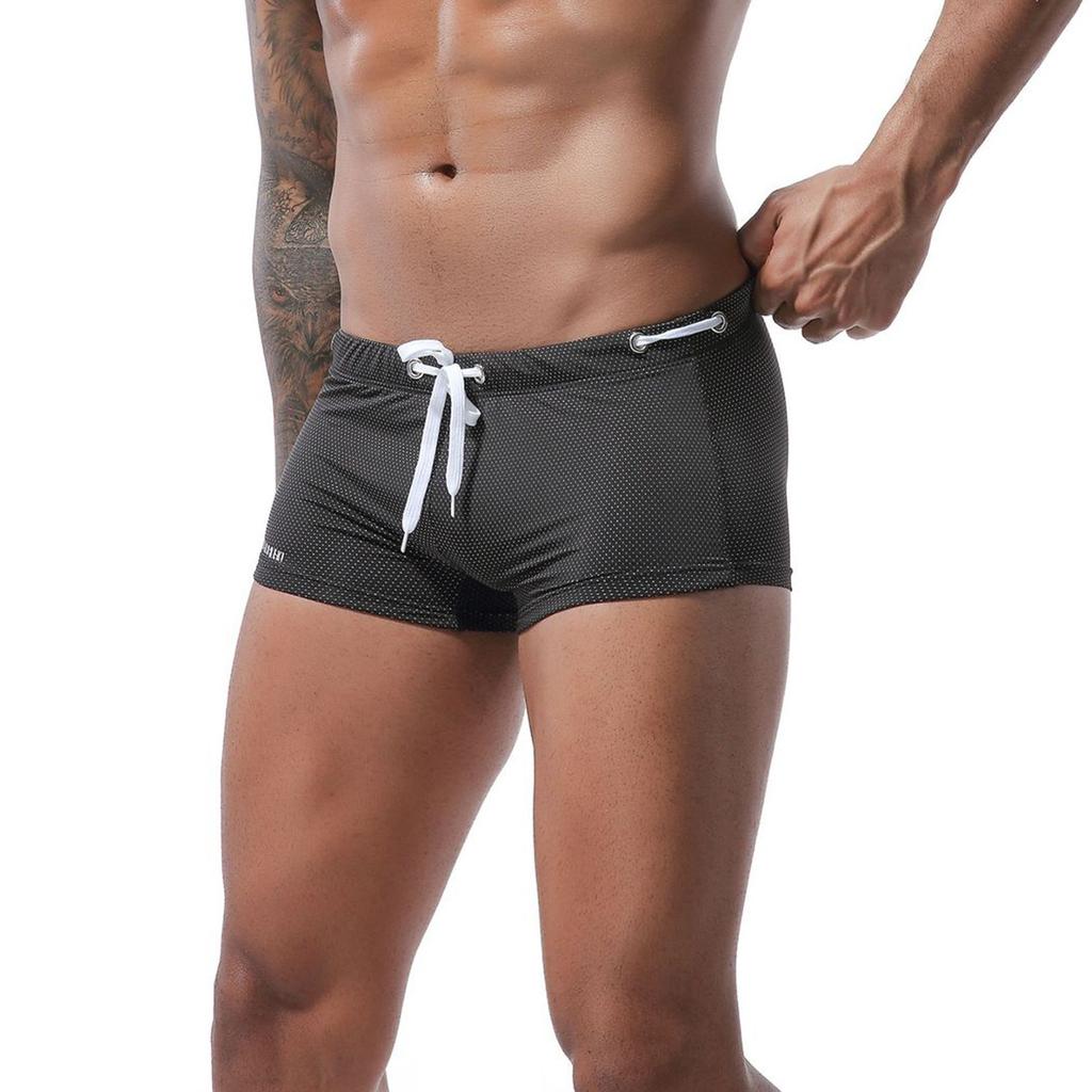 Men's Swim Trunks Lanyard Low Waist Boxer Trunks  Spring Beach