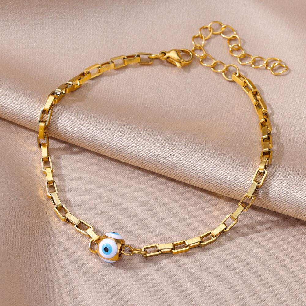 Anklets for Women Summer Beach Accessories Boho Colorful Stainless Steel Two Layer Chain Anklet Leg Bracelets Fashion Jewelry