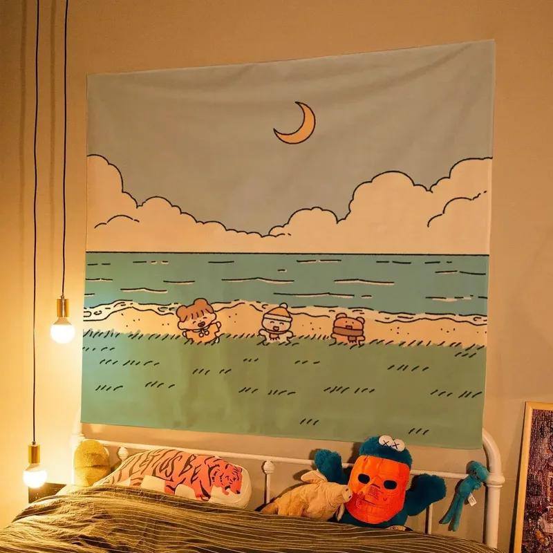 Cute Girl Children Cartoon Hanging Cloth Office Living Room Tapestry Home Wall Decoration Tapestry