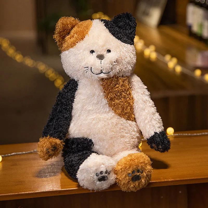 

Милая плюшевая игрушка в виде рисового кота, черно-белая плюшевая кукла-спящая кошка, подарок на день рождения для детей 40cm коричневый