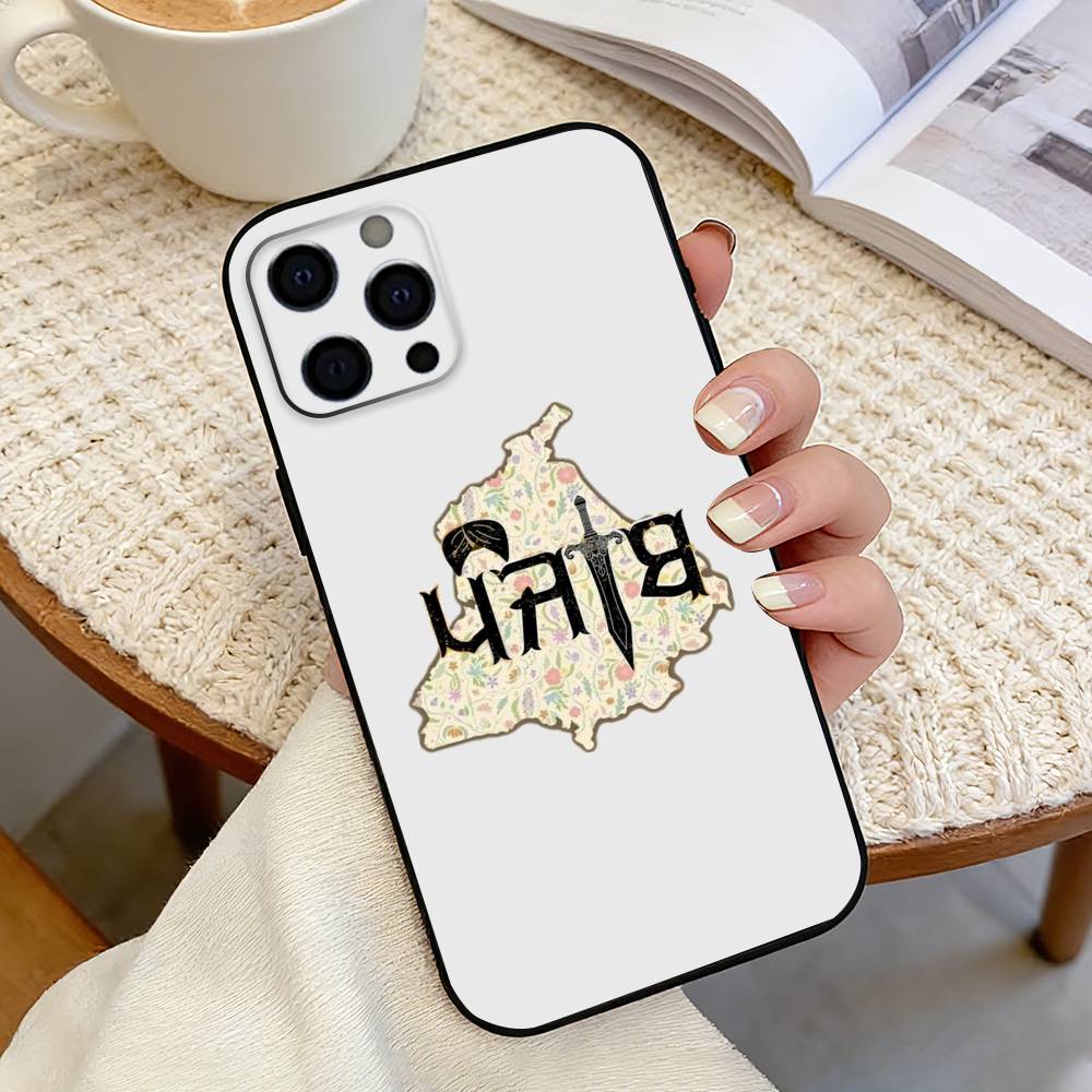 Map Punjab-b Art Phone Case For iPhone 17,16,15,14,13,12,11 Plus,Pro Max,XS,Soft Silicone Black Cover iPhone12ProMax