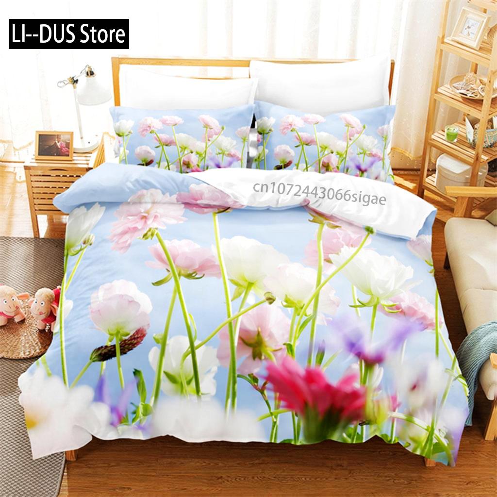 Butterfly Flower Queen Bedding Set Duvet Cover Set Bedding Digital Printing King Size Duvet Cover Set Bedding Set