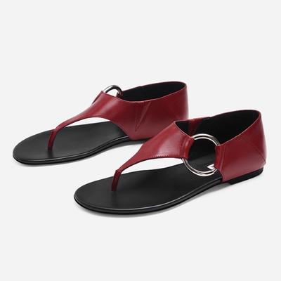 Fashion Fashion Metal Decoration Flat Sandals Women Summer Sexy Clip Toe Brand Designer Flip Flops Comfortable Non-Slip Beach Sandals