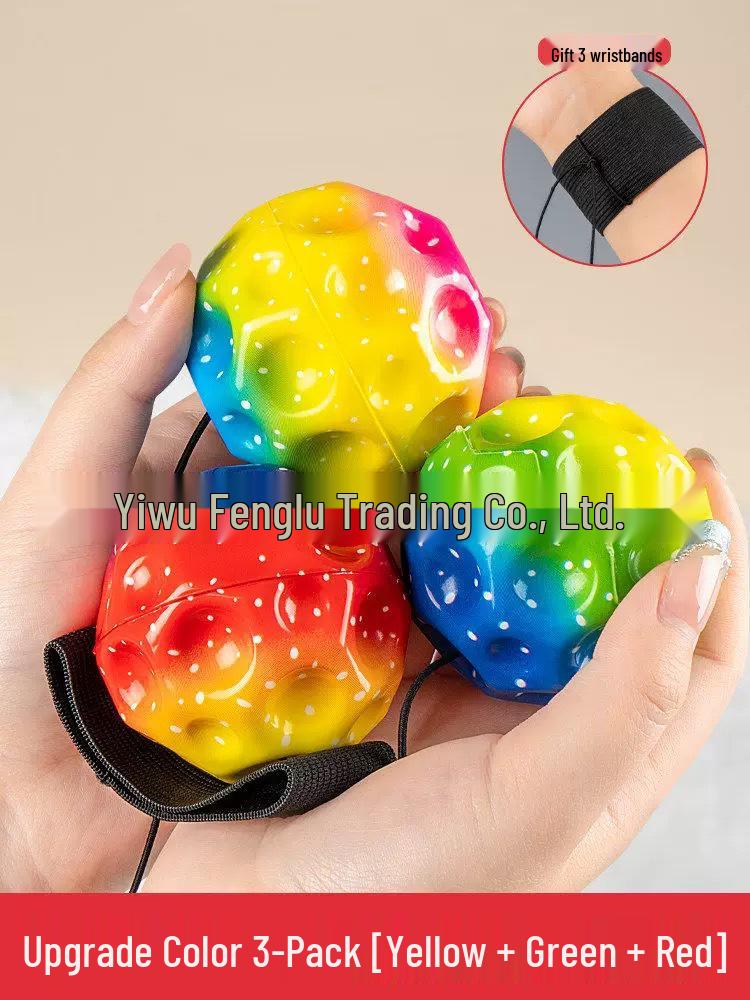 6.3cm High Elastic Moonstone Wrist Ball with Tightening Rope - Hand-thrown Children s Rebound Decompression Toy 6.3cm
