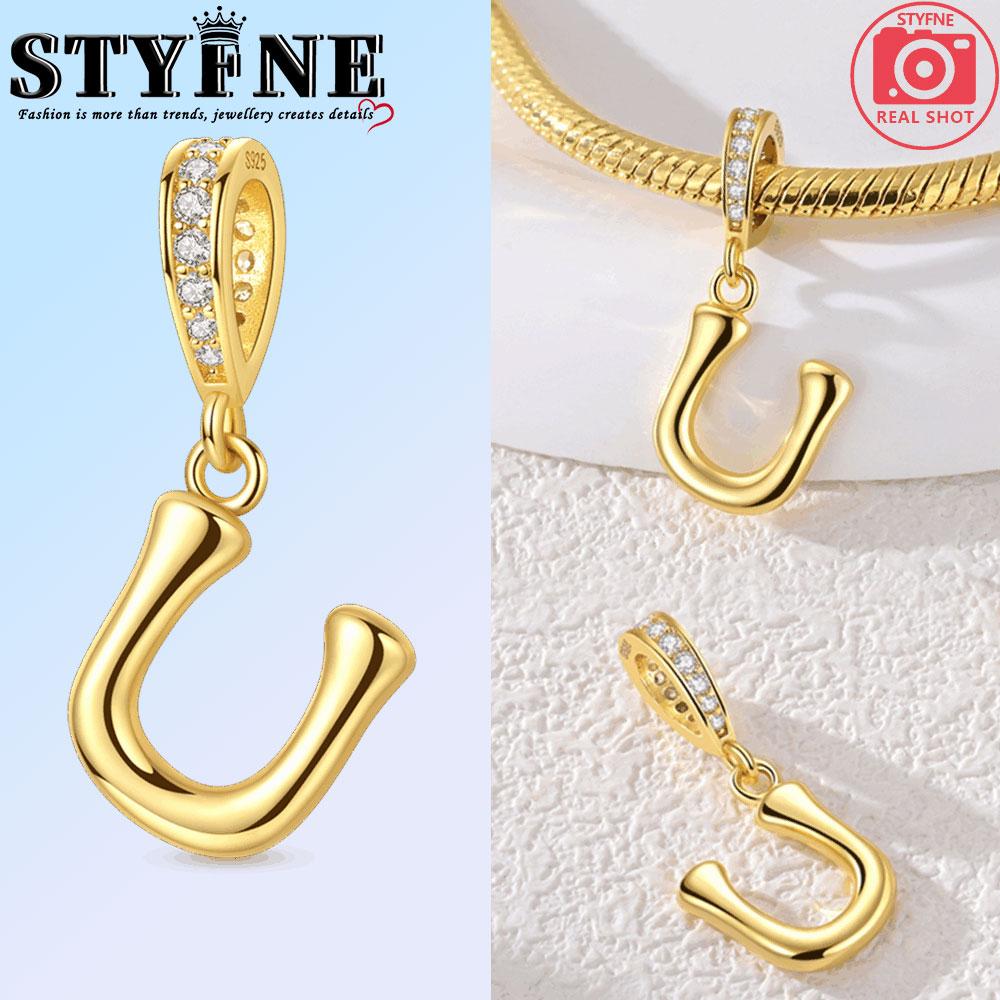 Fit Original Bangle Bracelet Diy A-Z Alphabet Charms Bead Copper Zircon Love Letter Dangle Pendant Jewelry Gift