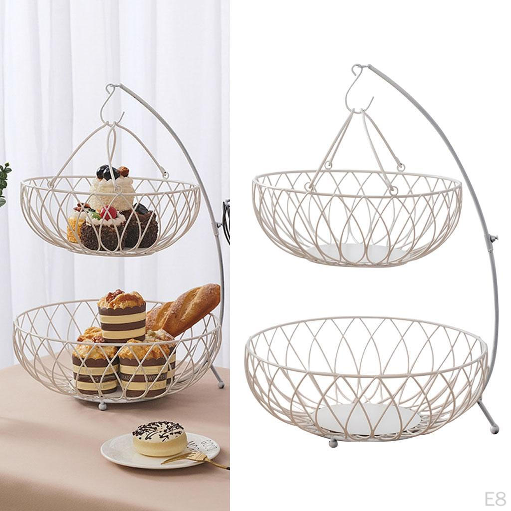 Creative 2-Tier Fruit Basket Bowl Storage Shelf Display Standing Multipurpose for