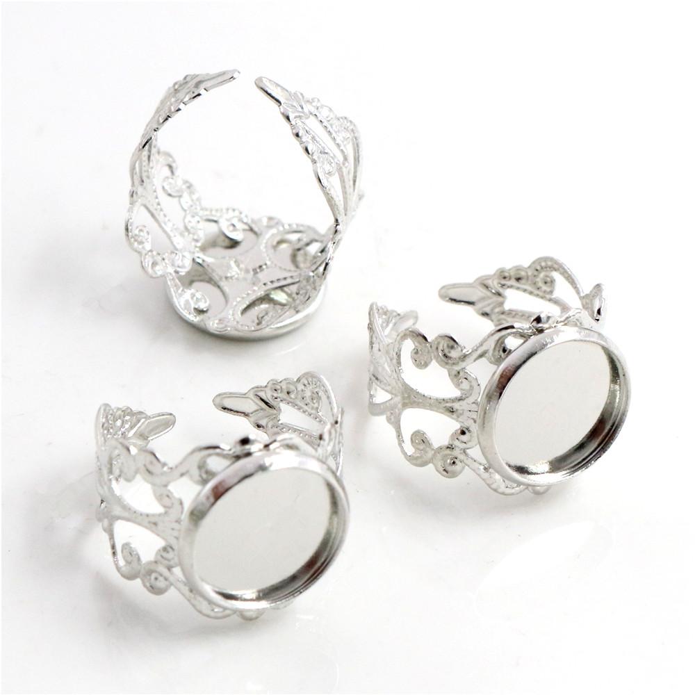 12mm-20mm Classic 6 Colors Plated Copper Material Adjustable Ring Settings Base,Fit 12-20mm Glass Cabochons Ring Bezels
