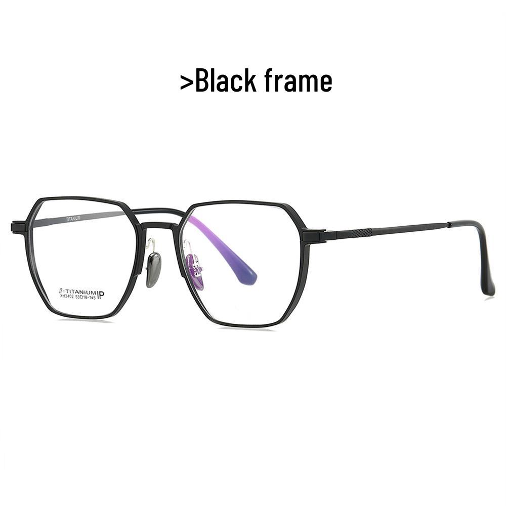 

Титановые очки с защитой от синего света, Модный академический стиль, Металлическая оправа, Плоские линзы, Совместимы с миопией - Модель 2402.