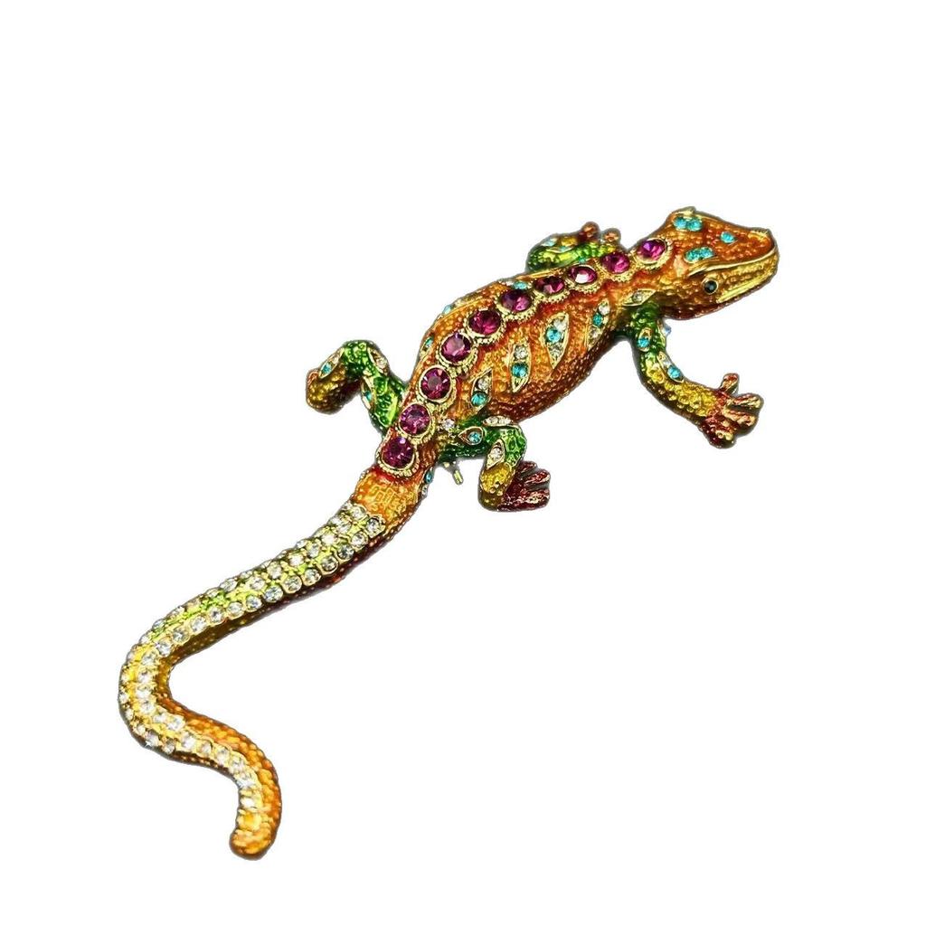 SKEDS Classic Women Men Vintage Crystal Lizard Badges Brooch Fashion Baroque Boutique Shining Pin For Ladies's Clothing Coat