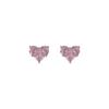 Temperament Pink Zircon Heart Earrings, Niche Fashion, Sweet Bow Earrings, Personalized and High-end Earrings