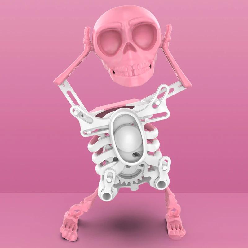 Wind-up Dancing Skeleton Toy Children Toddlers Desktop Mini 3D Print Shaking Skull Doll Spring Clockwork Toy Funny Birthday Gift Idea