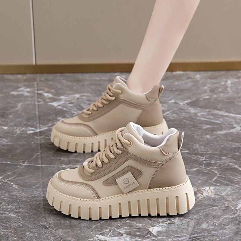 High-top shoes spring new soft-soled sports with skirt muffin thick baseplate shoes