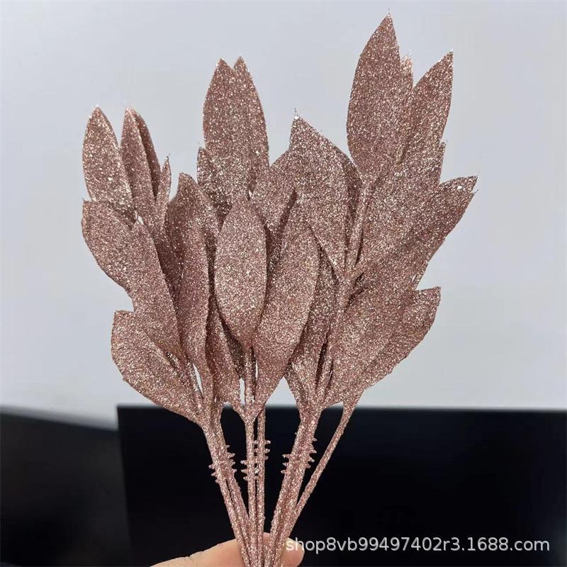 

9 Листьев Рождественской Золотой Пудры, Имитация Зеленого Растения Рождественский Венок для Украшения Елки, Специально Предоставлено Электронной Коммерцией