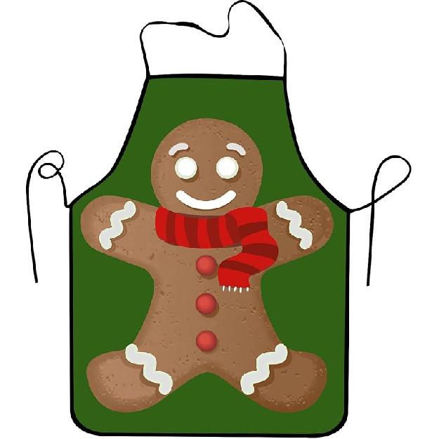 Funny Seasonal Holiday Apron, Adjustable Kitchen Cooking Apron for Women Men BBQ Baking Gardening Party Supplies Green Gingerbread