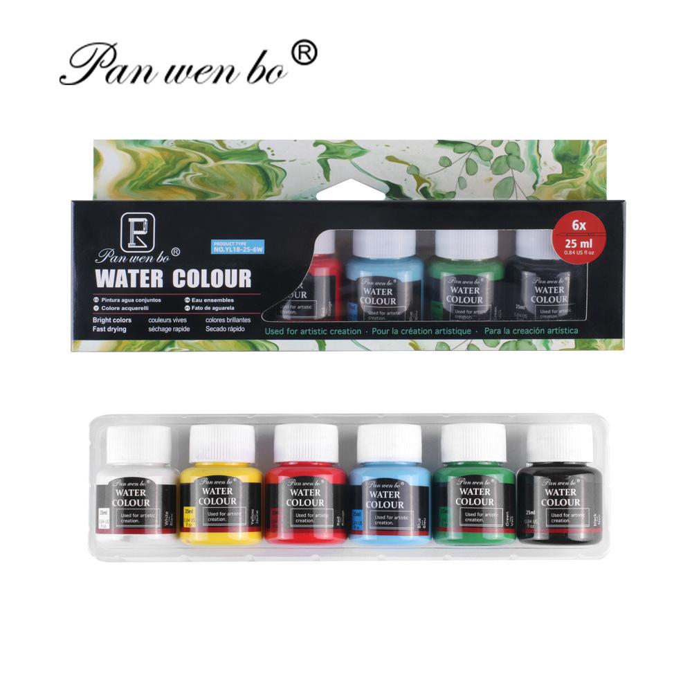 6/12-color Acrylic Pigment Set 25ml Glass Textile Advertising Gouache Watercolor Oil Paint