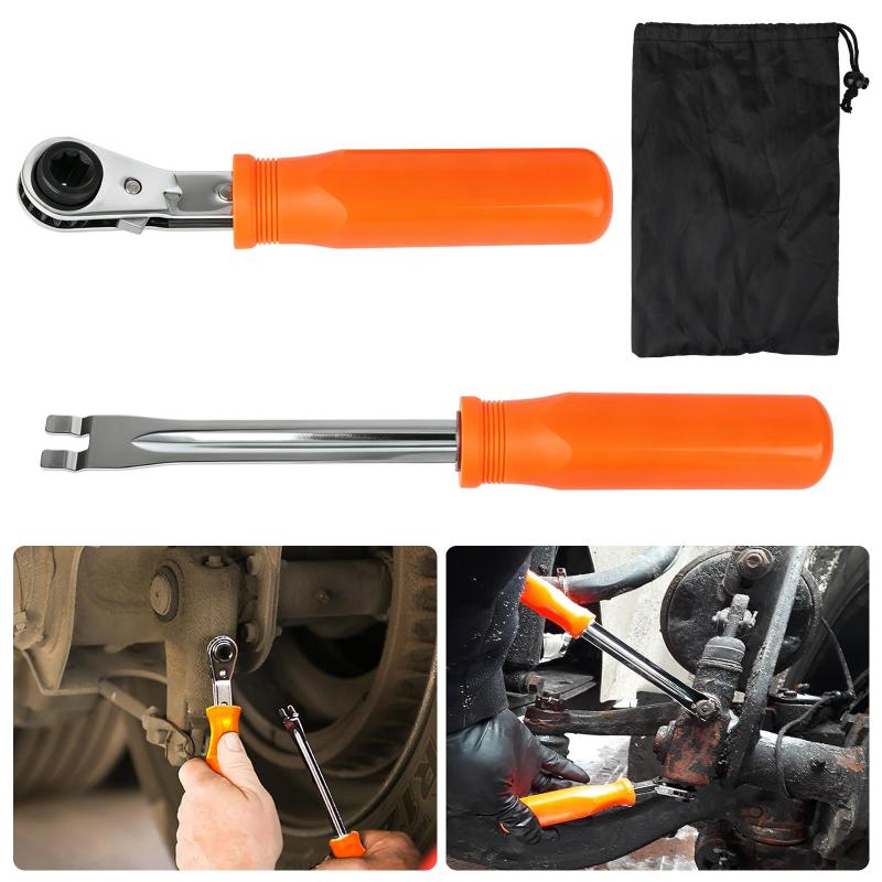 2Pcs Automatic Slack Adjuster Tool Set Fork End Release Tool Double Square Ratcheting Wrench For Trucks Trailers