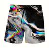 Stampa Uomo 2025, Pantaloncini da Spiaggia, Fantasia Paesaggio con Draghi, Costume da Bagno Estivo Traspirante Street